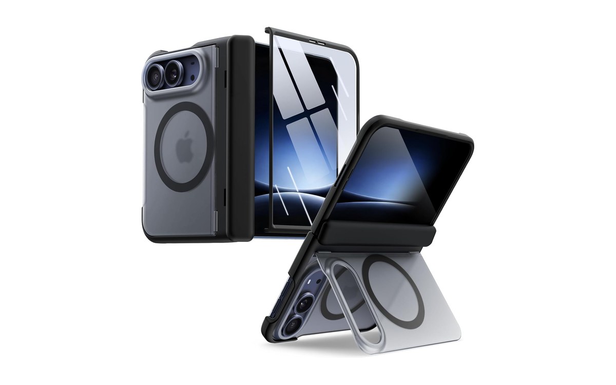 Capa magnética JETech para iPhone Duo com suporte escondido e protetor do ecrã exterior